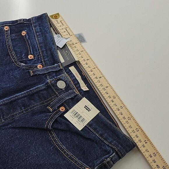 $90 NEW LEVI'S WEDGIE HIGH RISE DARK WASH COTTON JEANS 27 NWT - Picture 2 of 14
